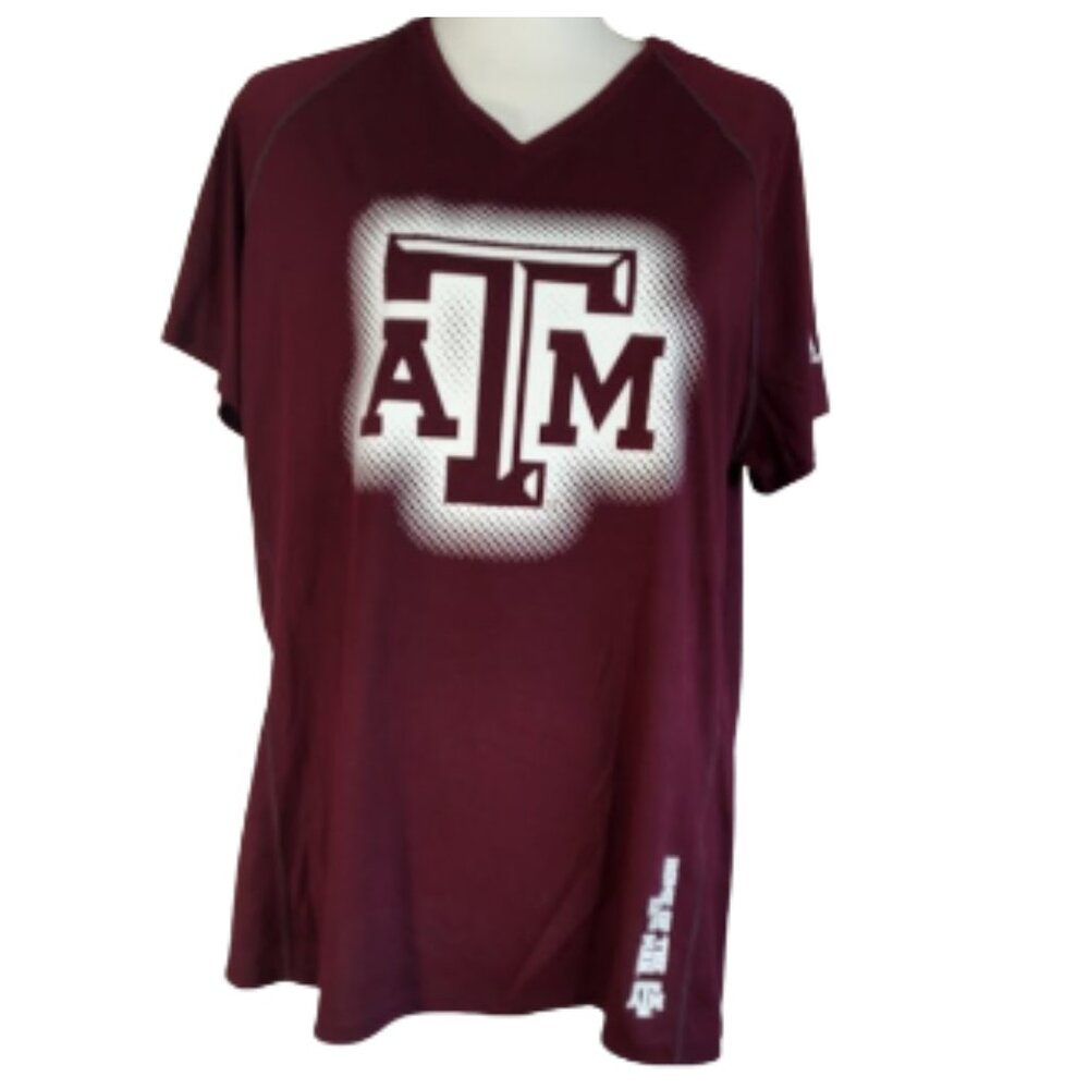 ADIDAS Texas A & M Aggies Football Burgundy Climalite T- Shirt - Women's 2X